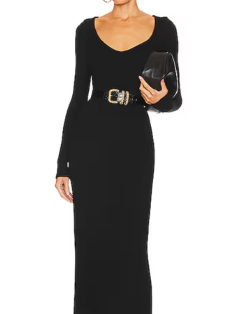 Enza Costa Long Sleeve Black Sweater Maxi Dress